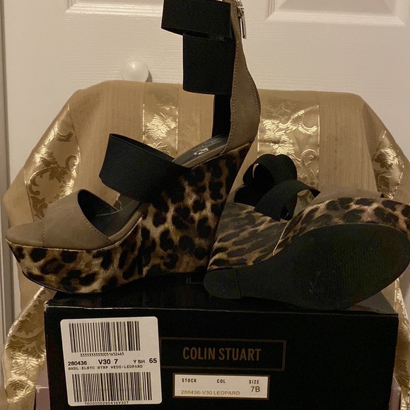 Wedge Sandals Tan with Leopard colors - Picture 6 of 7